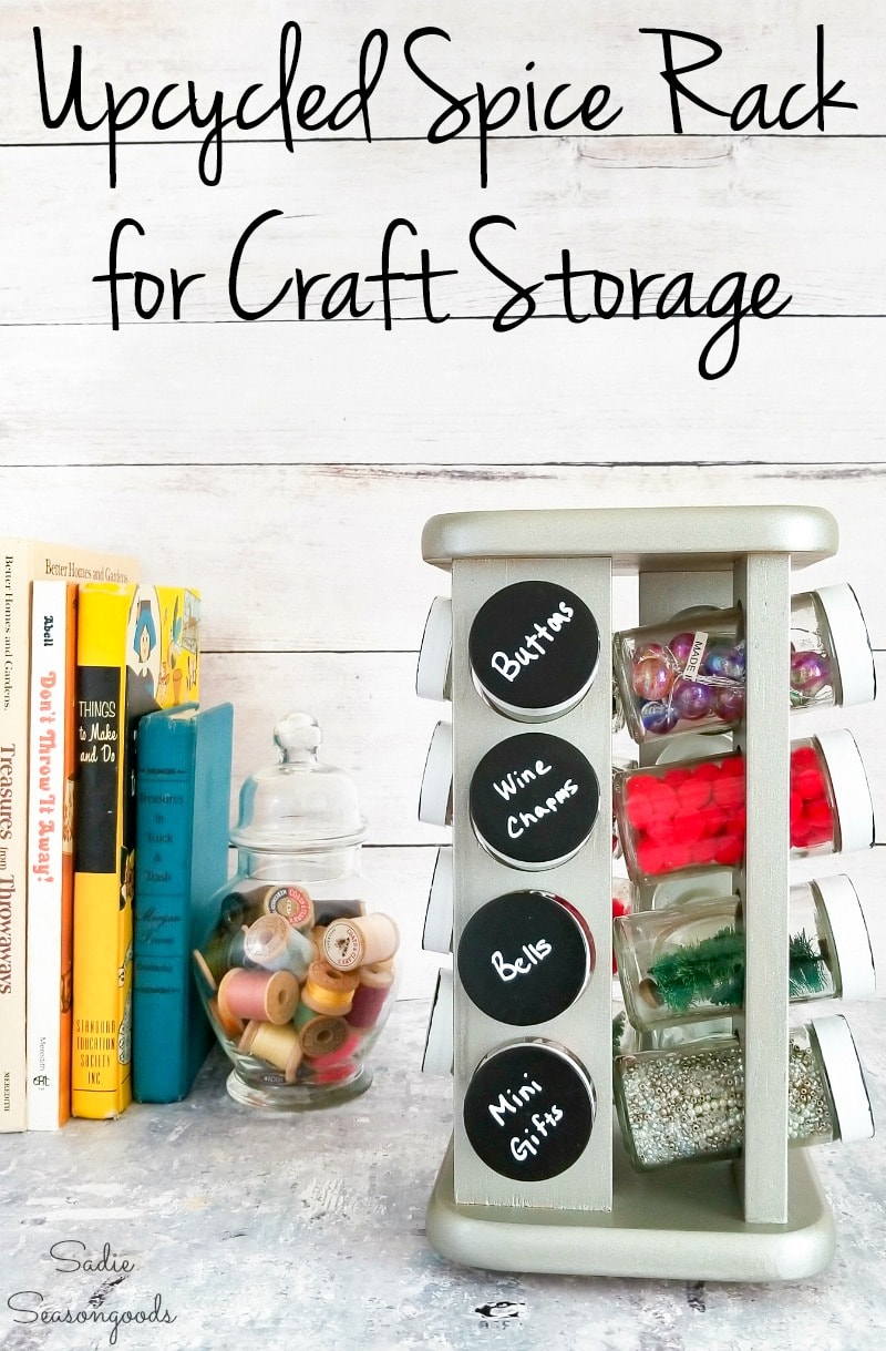 Arts and Crafts storage in a spinning spice rack