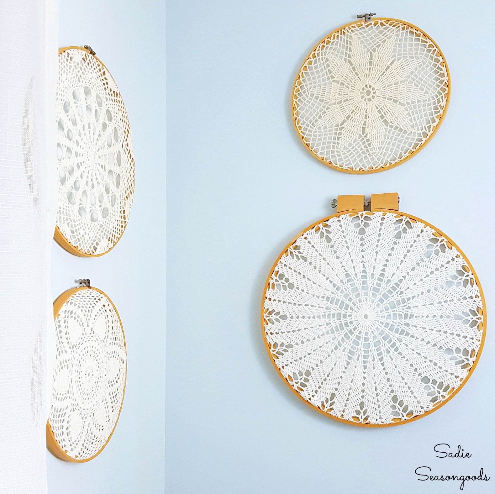 Embroidery Hoop Wall Art with Vintage Doilies