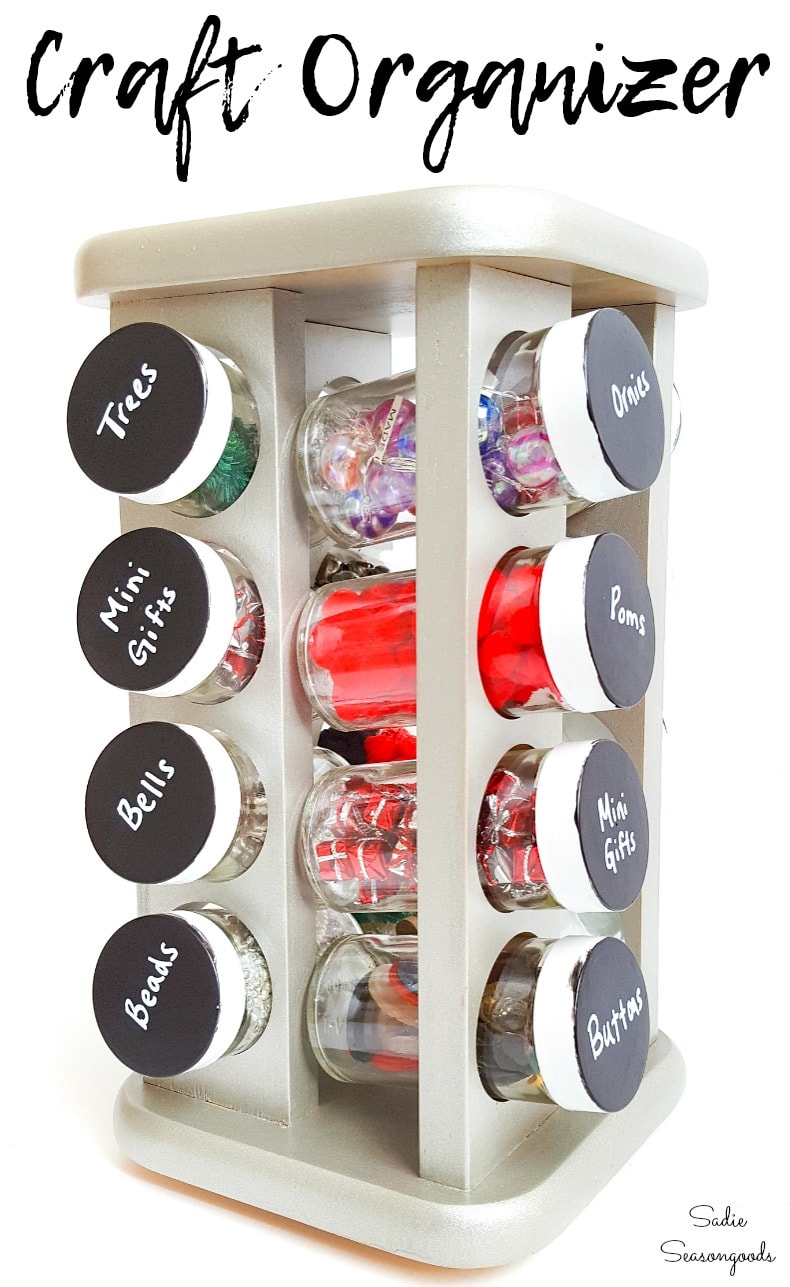 Organizing craft supplies with a spice rack