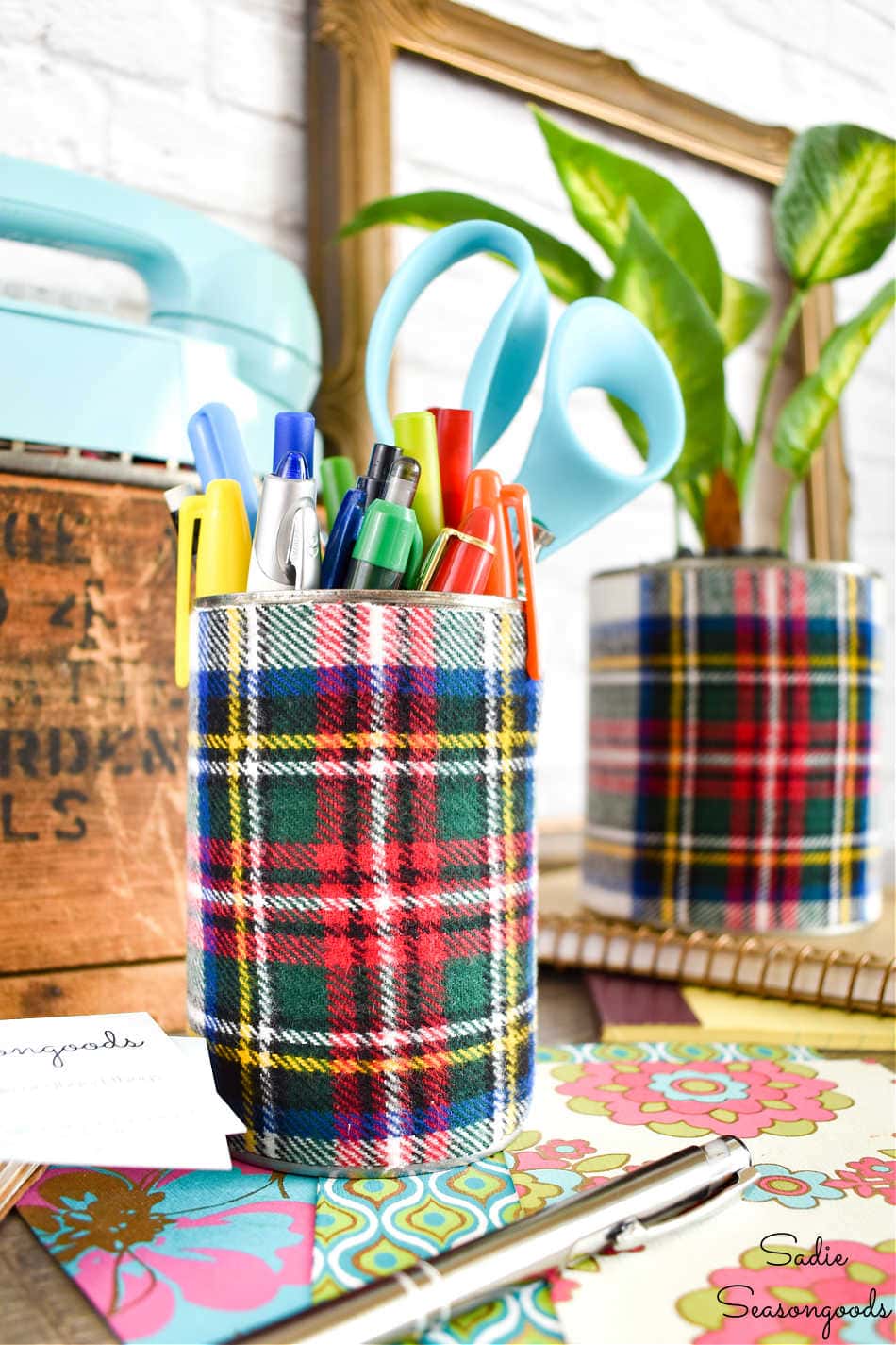 recycled cans from crafting with flannel book