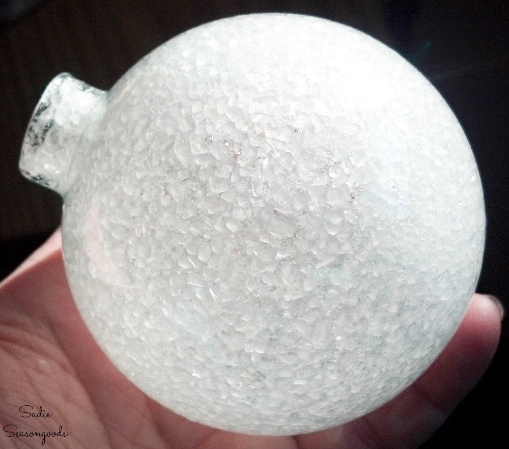 Snowball decorations from clear ornament balls
