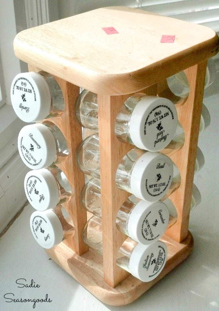 Organizing Craft Supplies in a Spinning Spice Rack