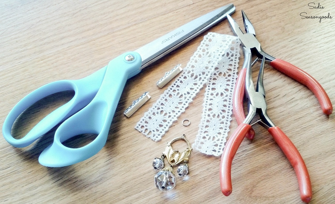 Craft supplies for making the ribbon bookmarks