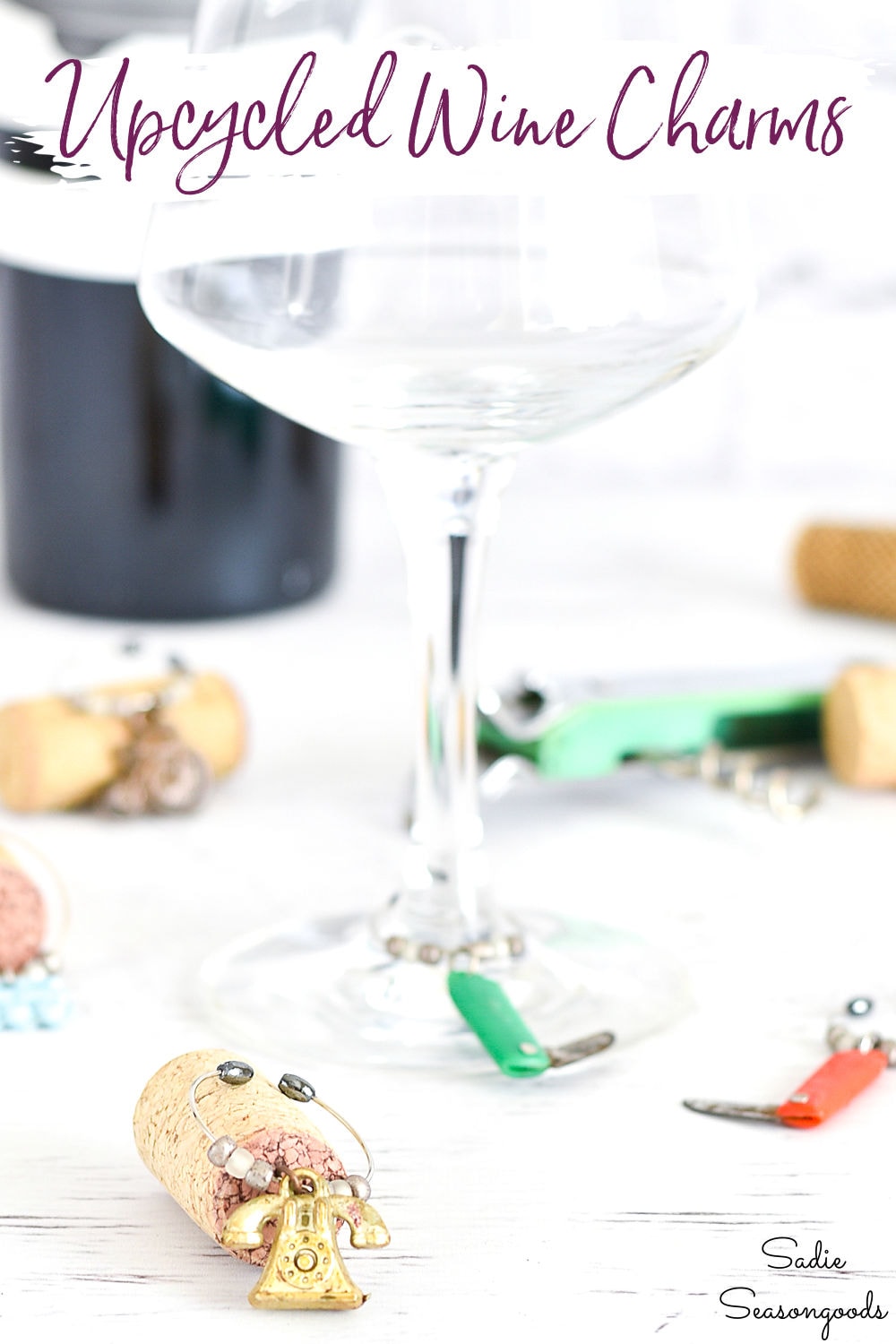 old cracker jack toys as wine glass charms