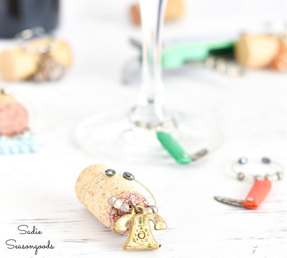 vintage cracker jack charms as wine charms
