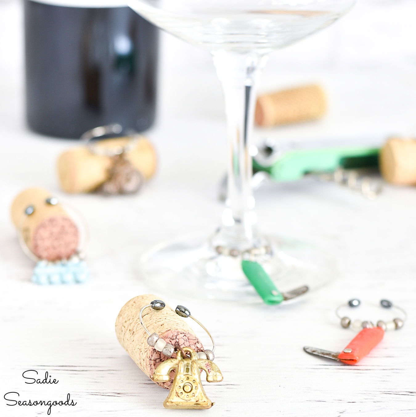 Wine Charms from Vintage Cracker Jack Prizes