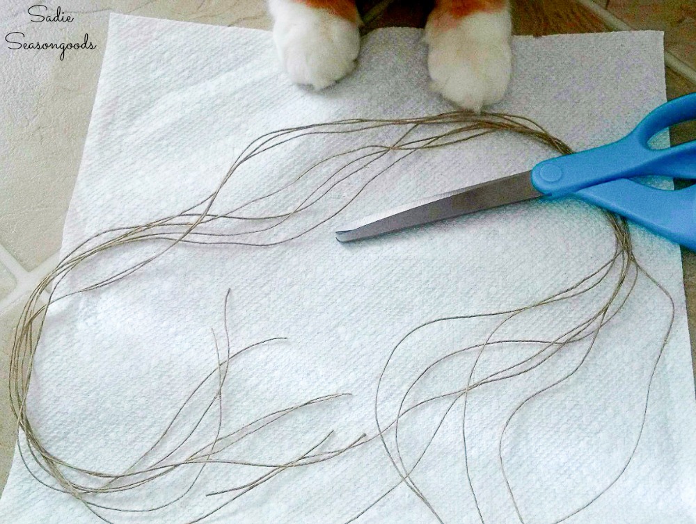 Strands of hemp cord for making the beachy jewelry with old pearls