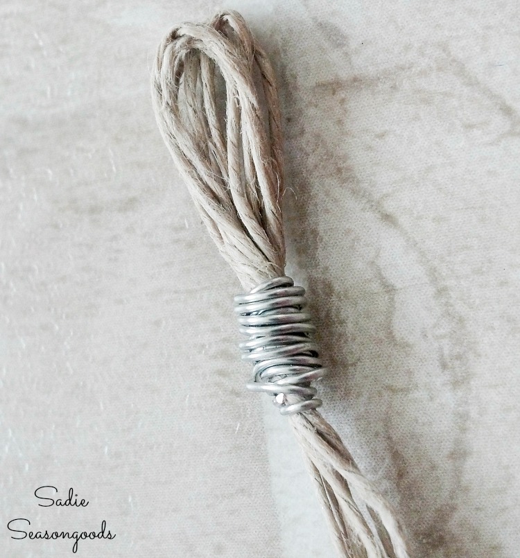 Upcycling the thrift store jewelry into beachy jewelry with hemp cord