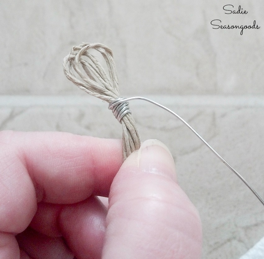 Wrapping the ends of the hemp cord with jewelry wire to make beach bracelets