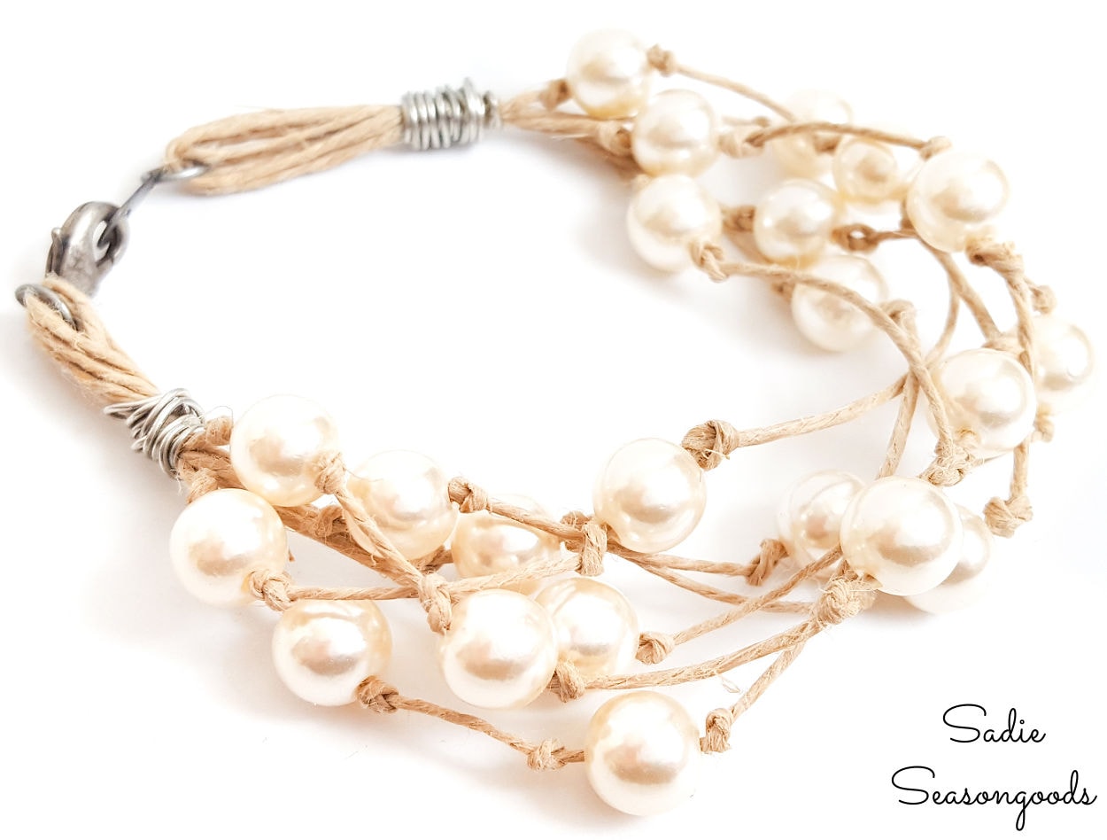 diy boho jewelry from a vintage pearl necklace