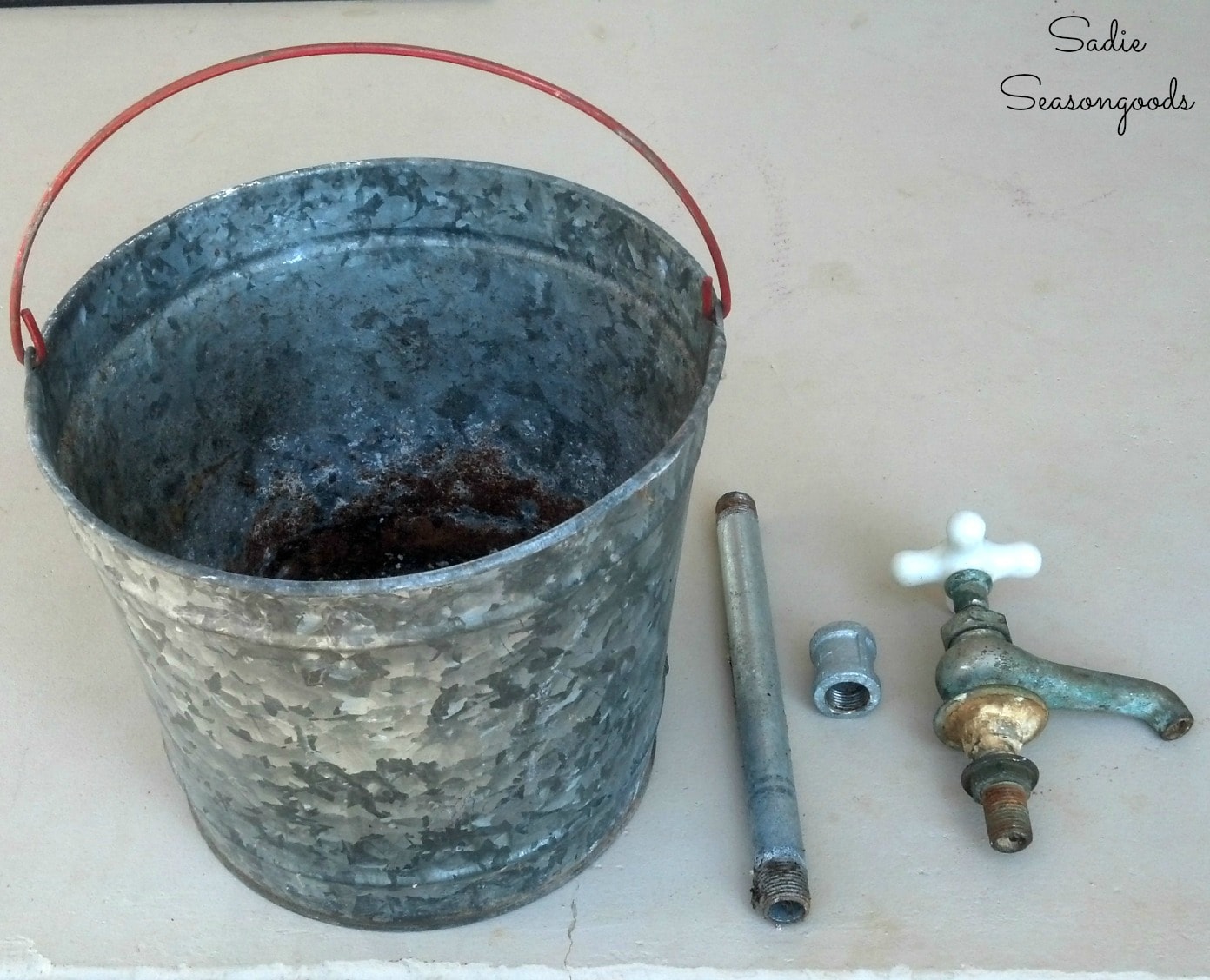 Making a galvanized bucket planter