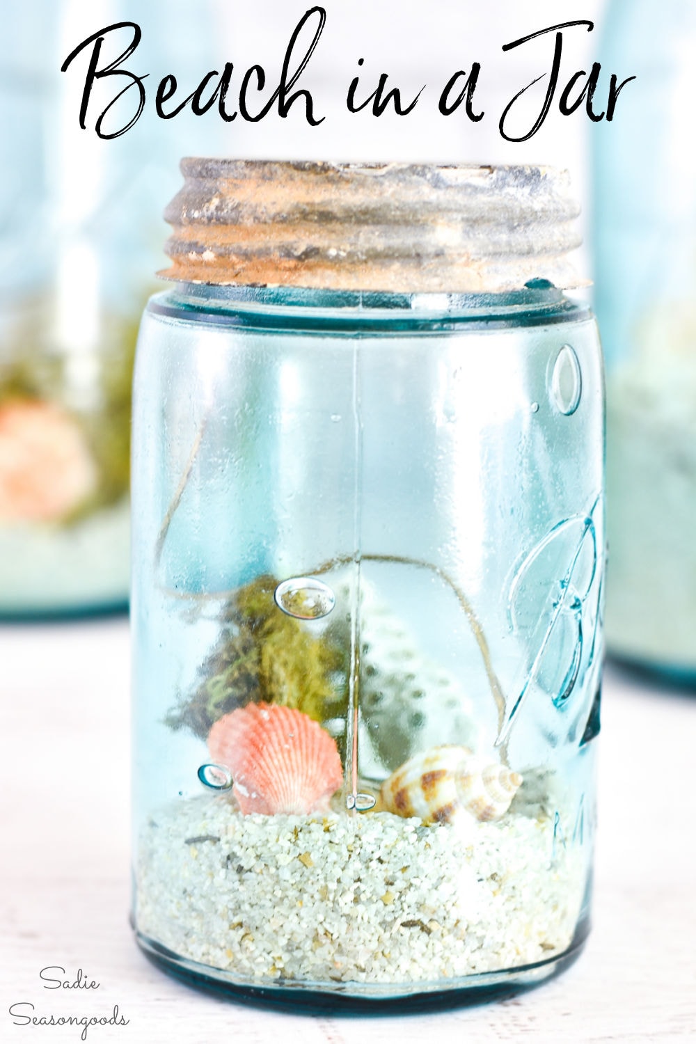 beach in a jar for coastal decorating