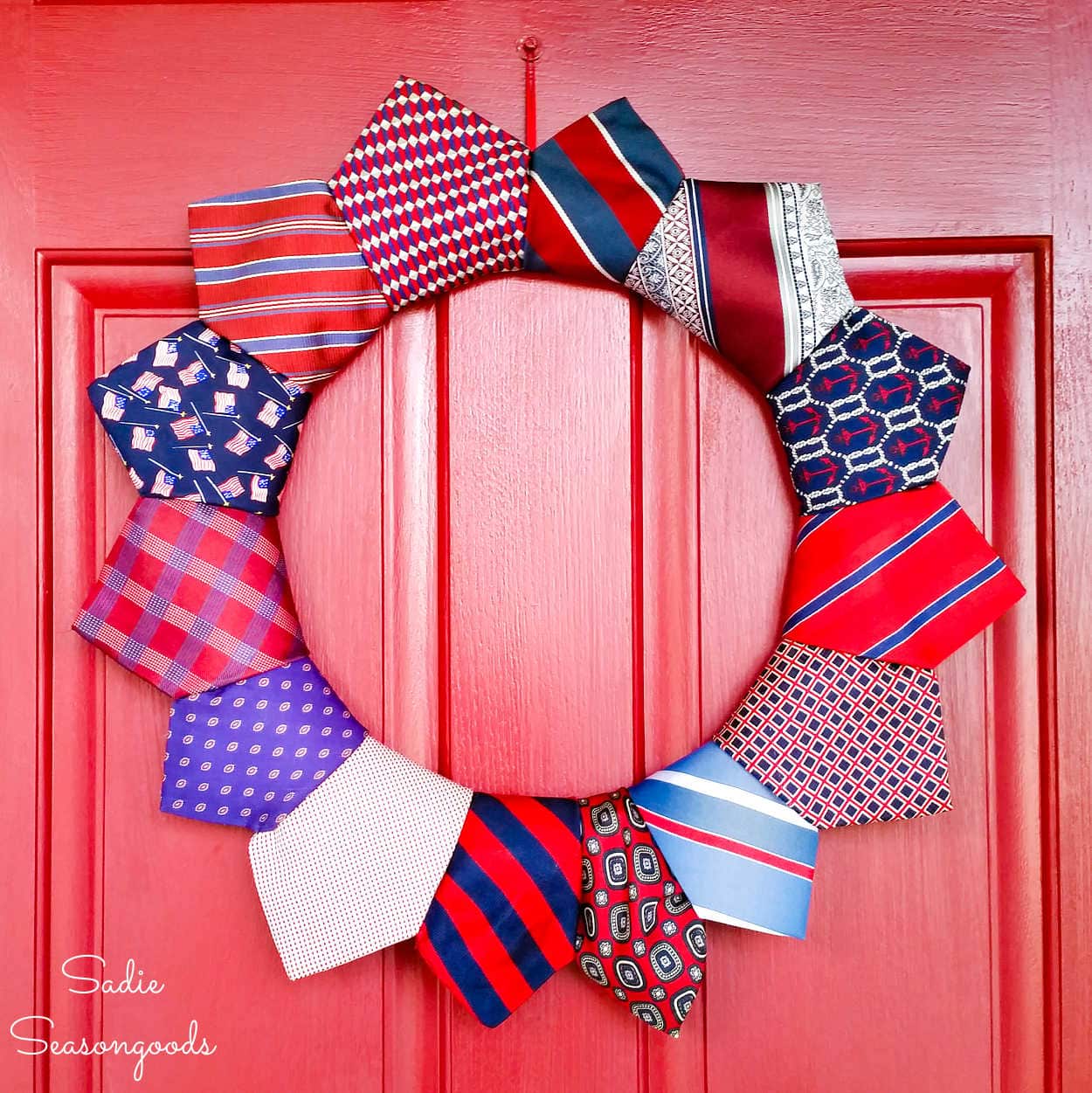 diy patriotic wreath with cheap ties