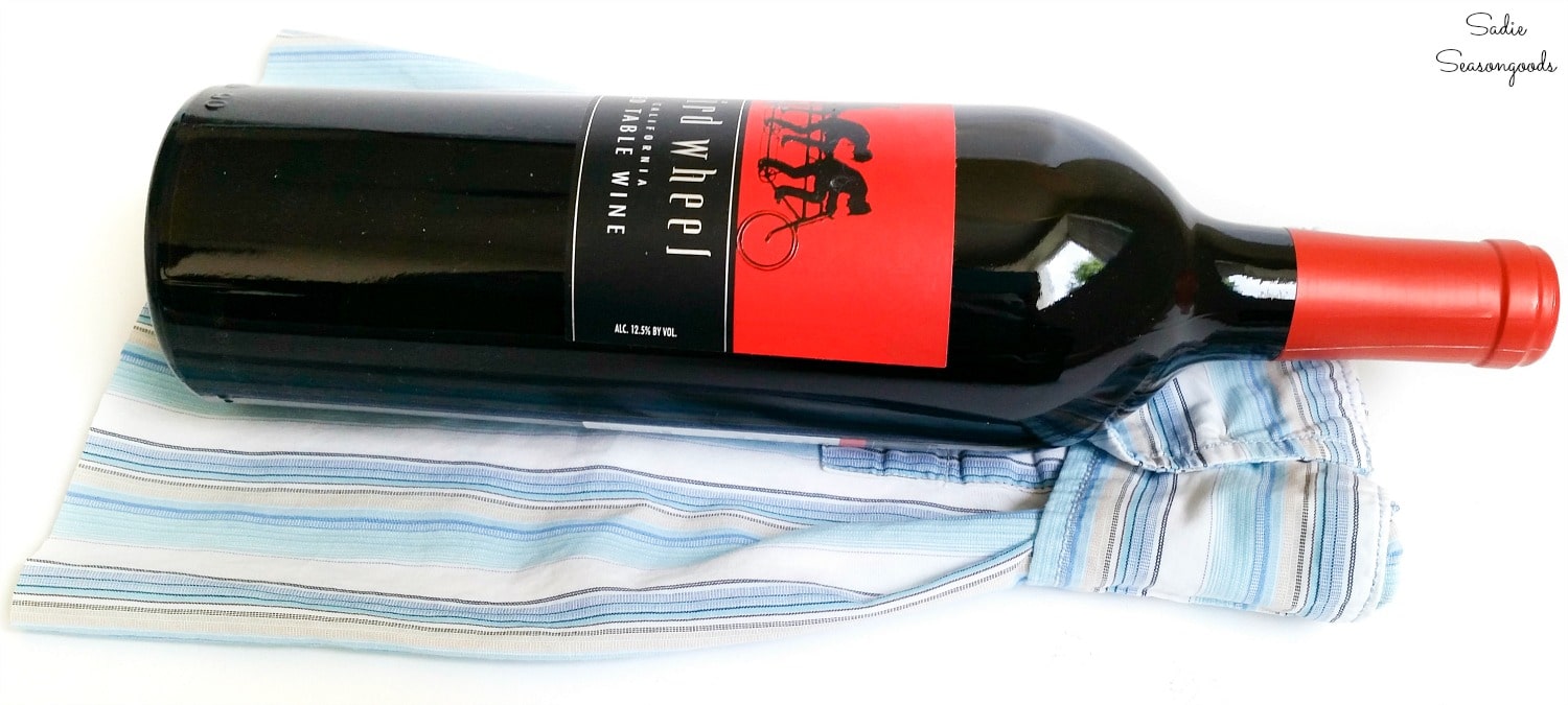 Wine gift idea from a button down shirt