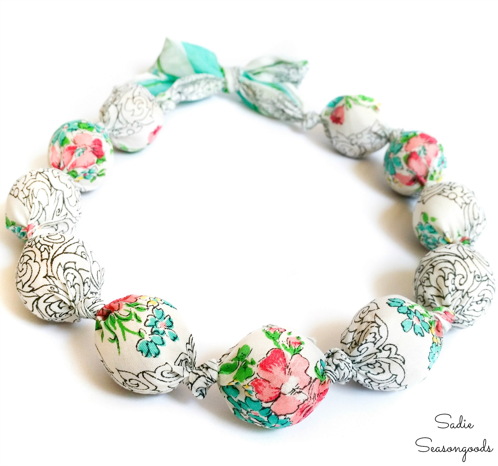 Make your own necklace with scarf material