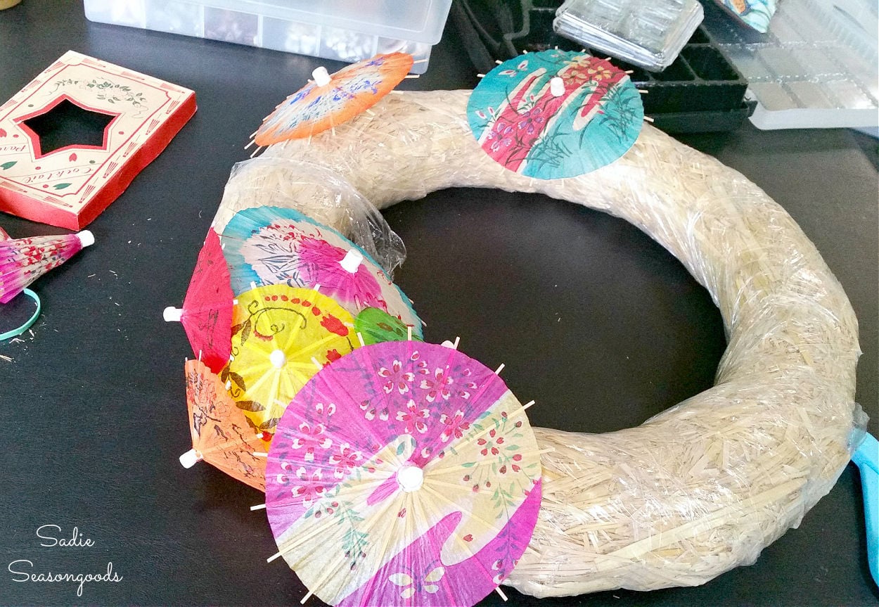 cinco de mayo decor with paper umbrellas for drinks