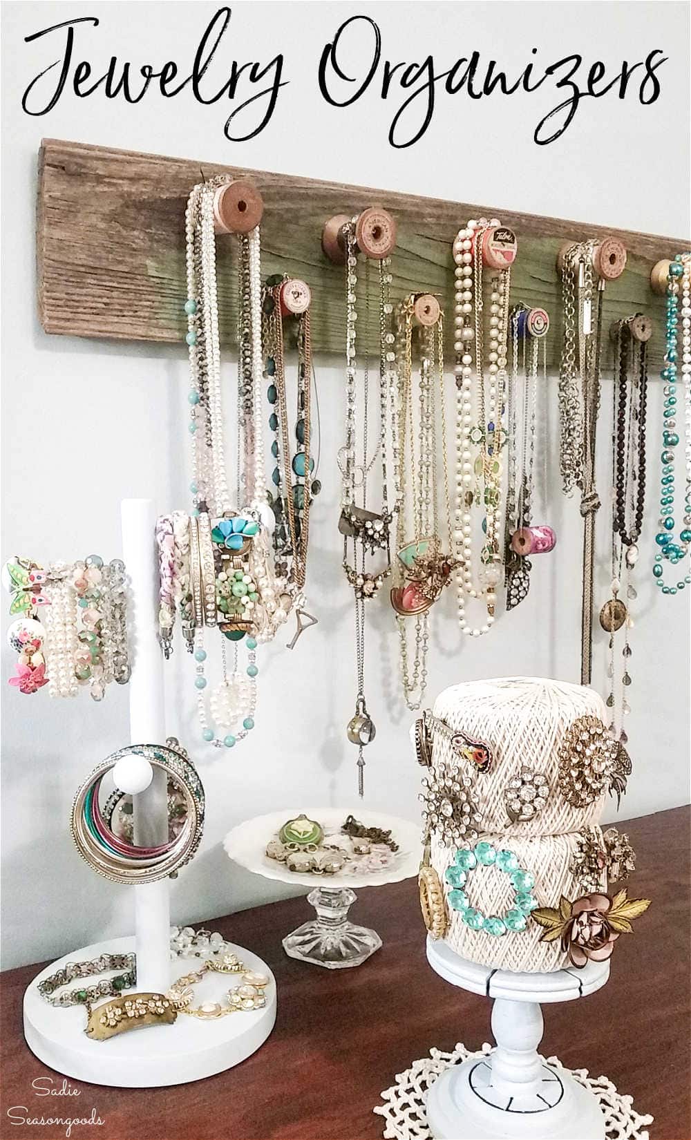 diy necklace display and bracelet storage