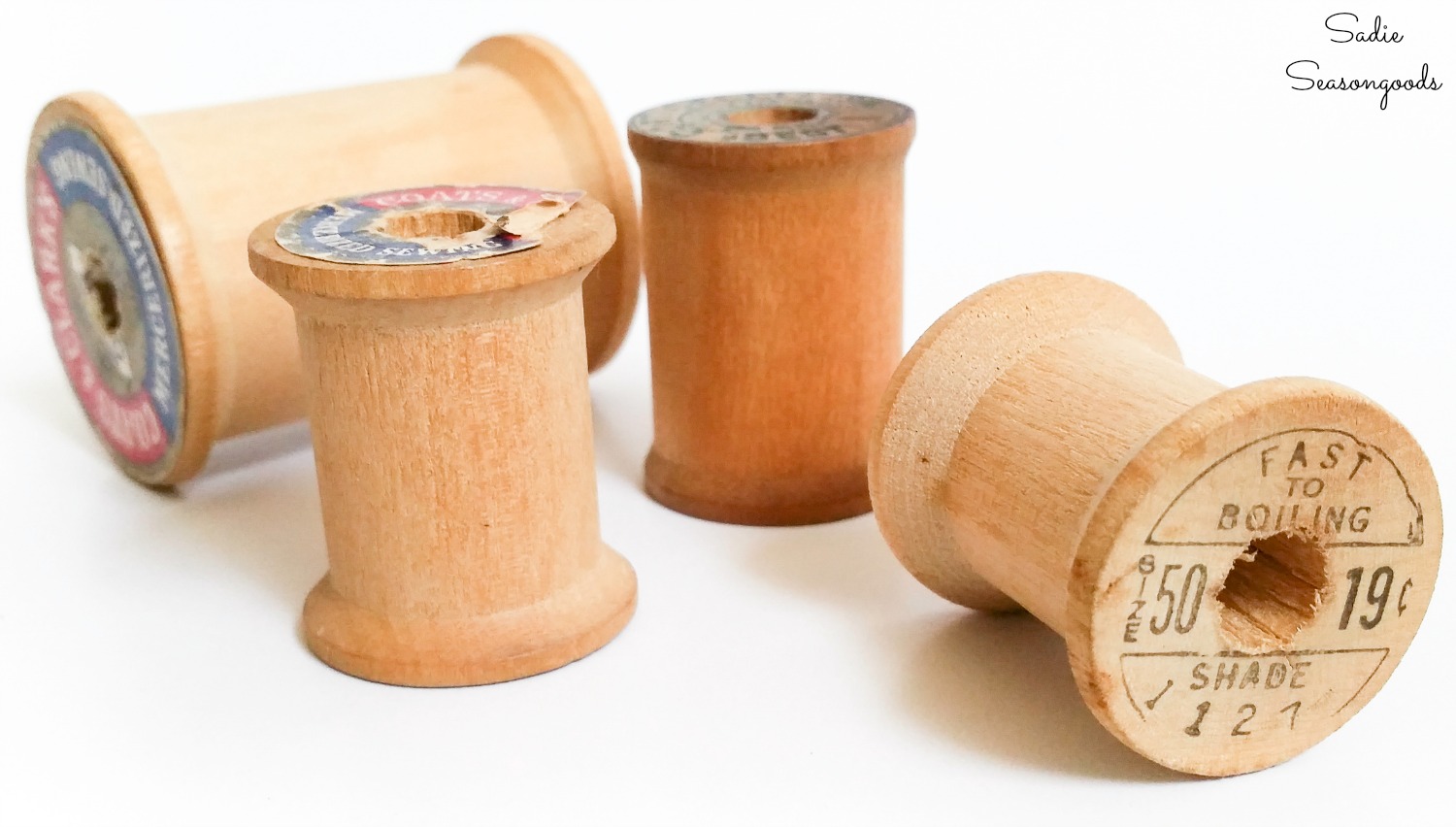 Vintage Wood Spools of Thread - Set of 4