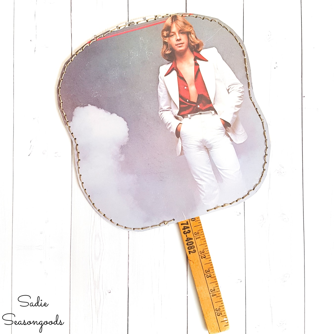 DIY Hand Fan from a Retro Album Cover