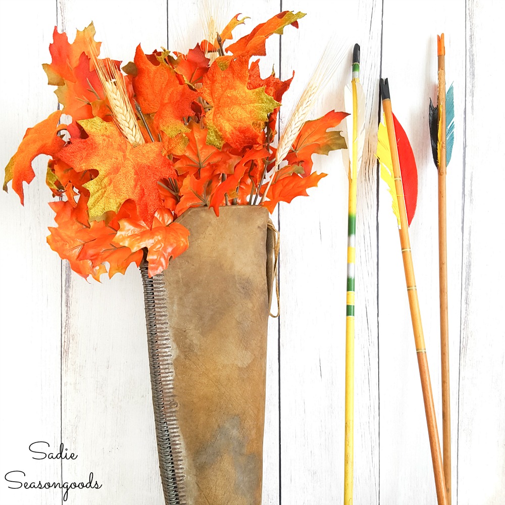 Using a leather hip quiver as harvest decorations