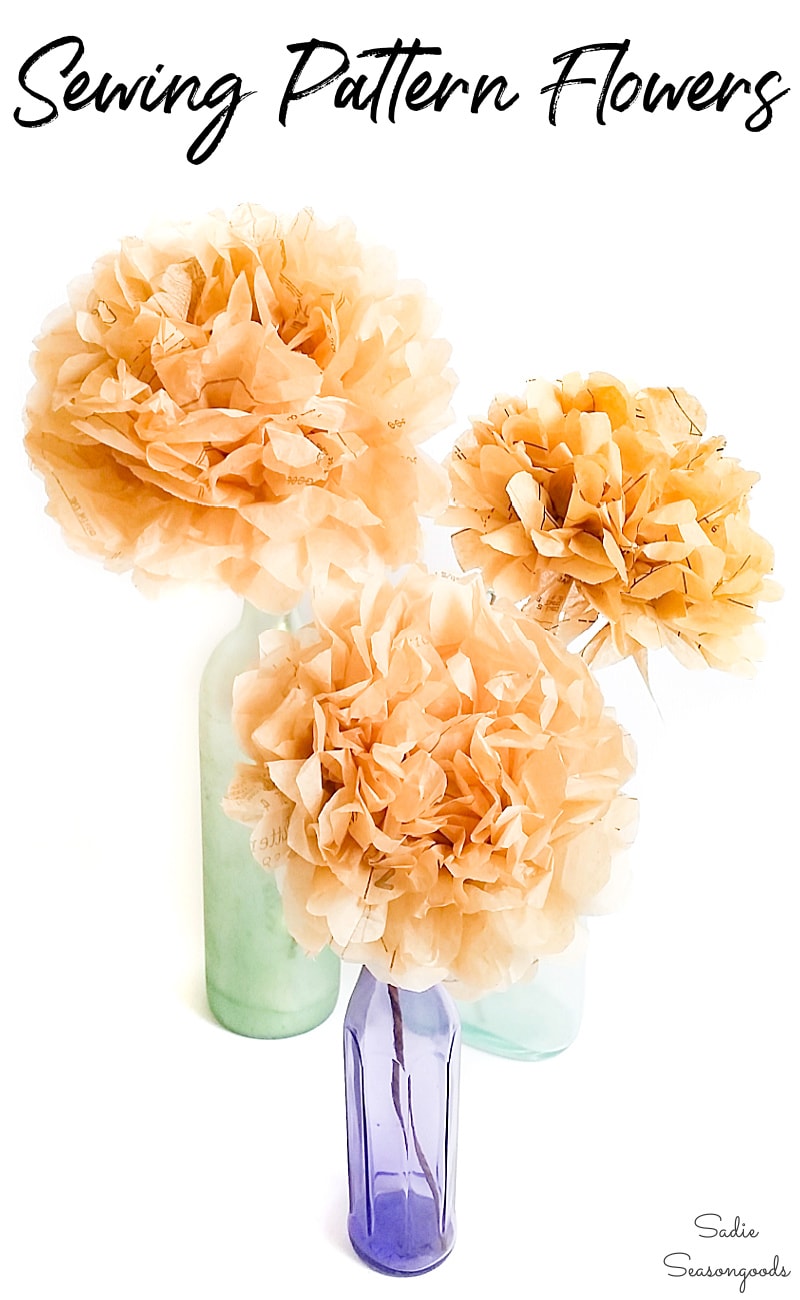 DIY tissue paper flowers from sewing pattern paper