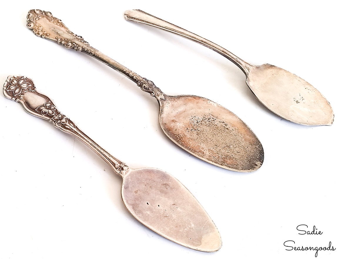 Flattening spoons on an anvil