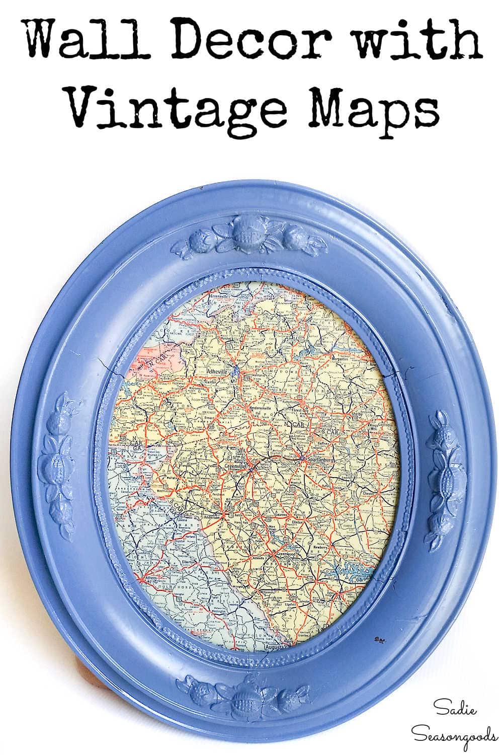 framed maps in antique oval picture frames