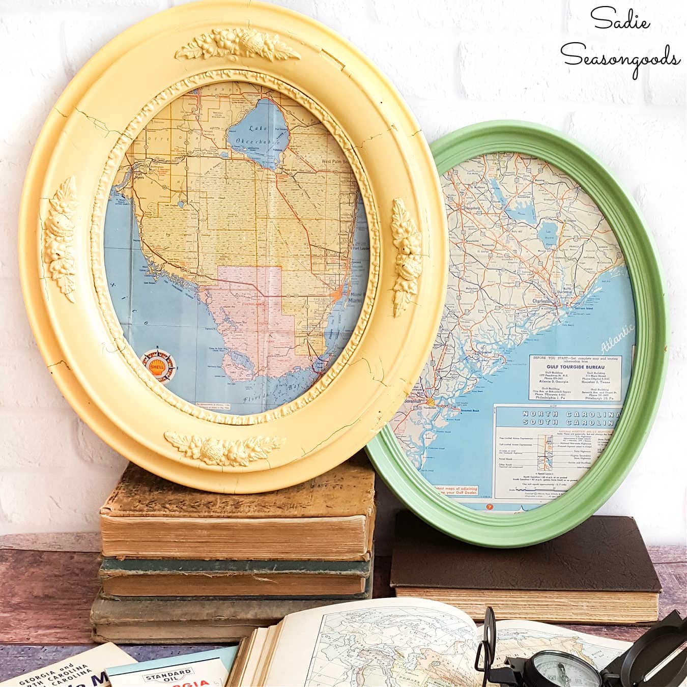 Framing Maps in Antique Oval Picture Frames