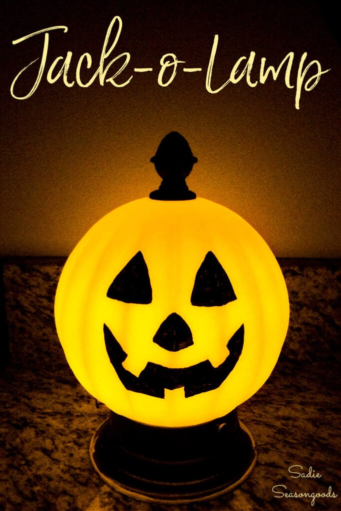 Light Up JackoLantern for Halloween from an Old Light Fixture