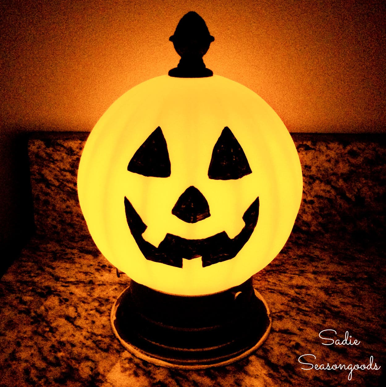 Light Up Jack-o-Lantern for Halloween from an Old Light Fixture