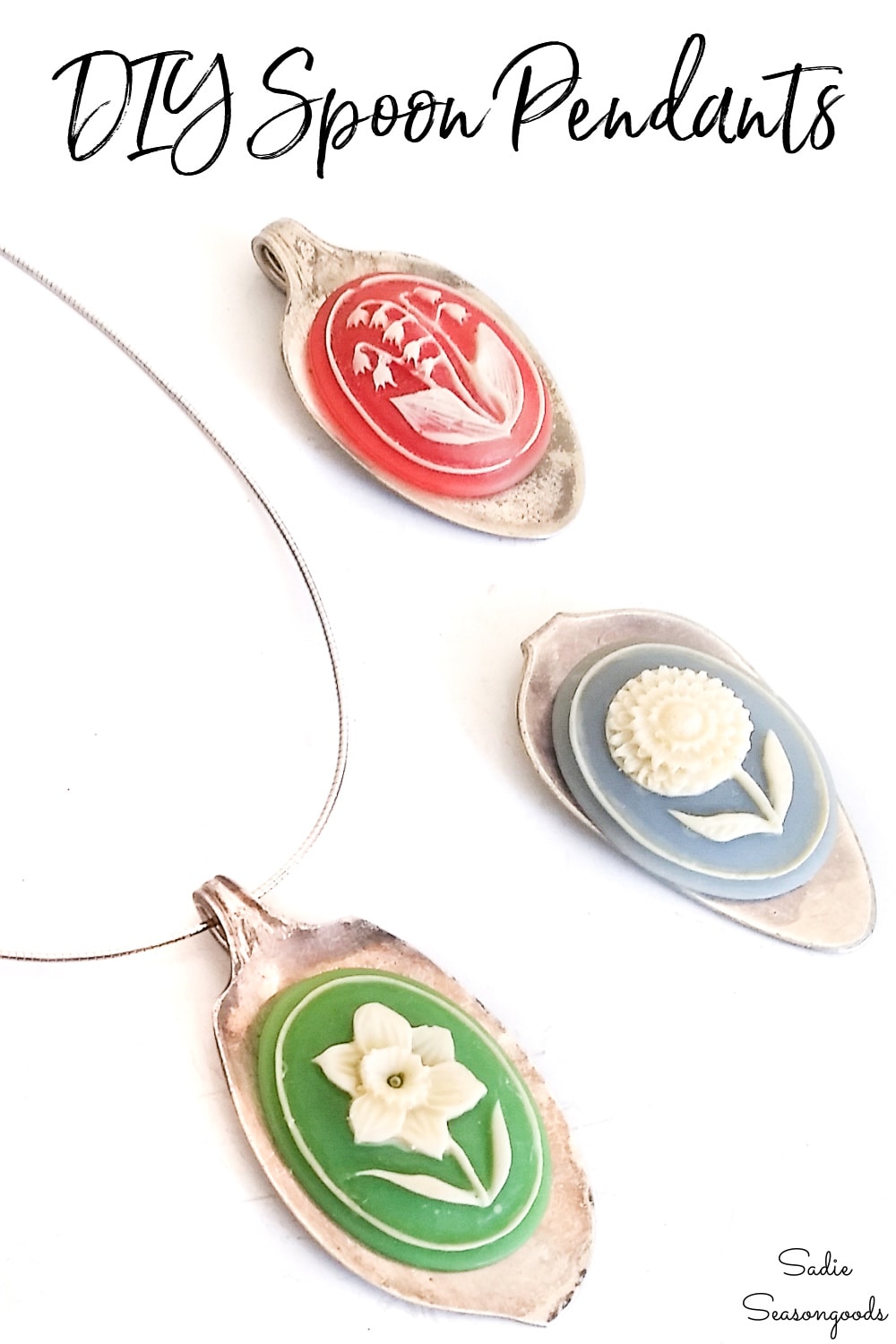 Spoon necklaces with vintage cameos