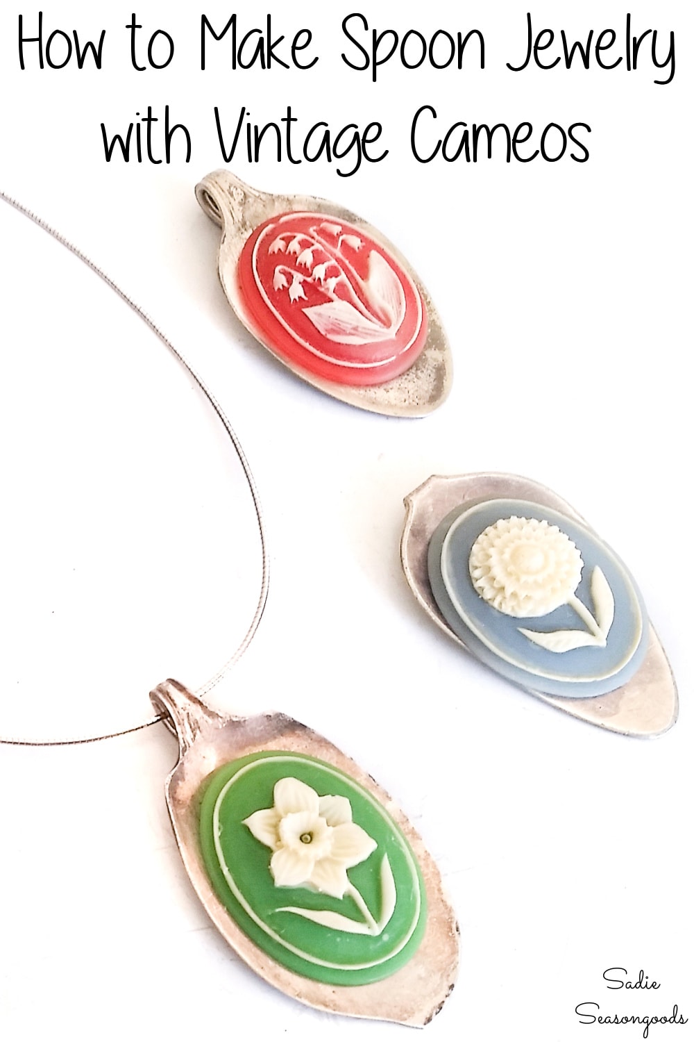 Vintage cameos on spoon pendants