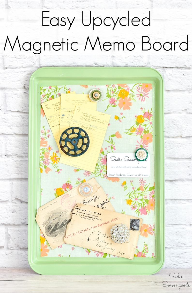Decoupage tray and Magnetic bulletin board from a cookie sheet