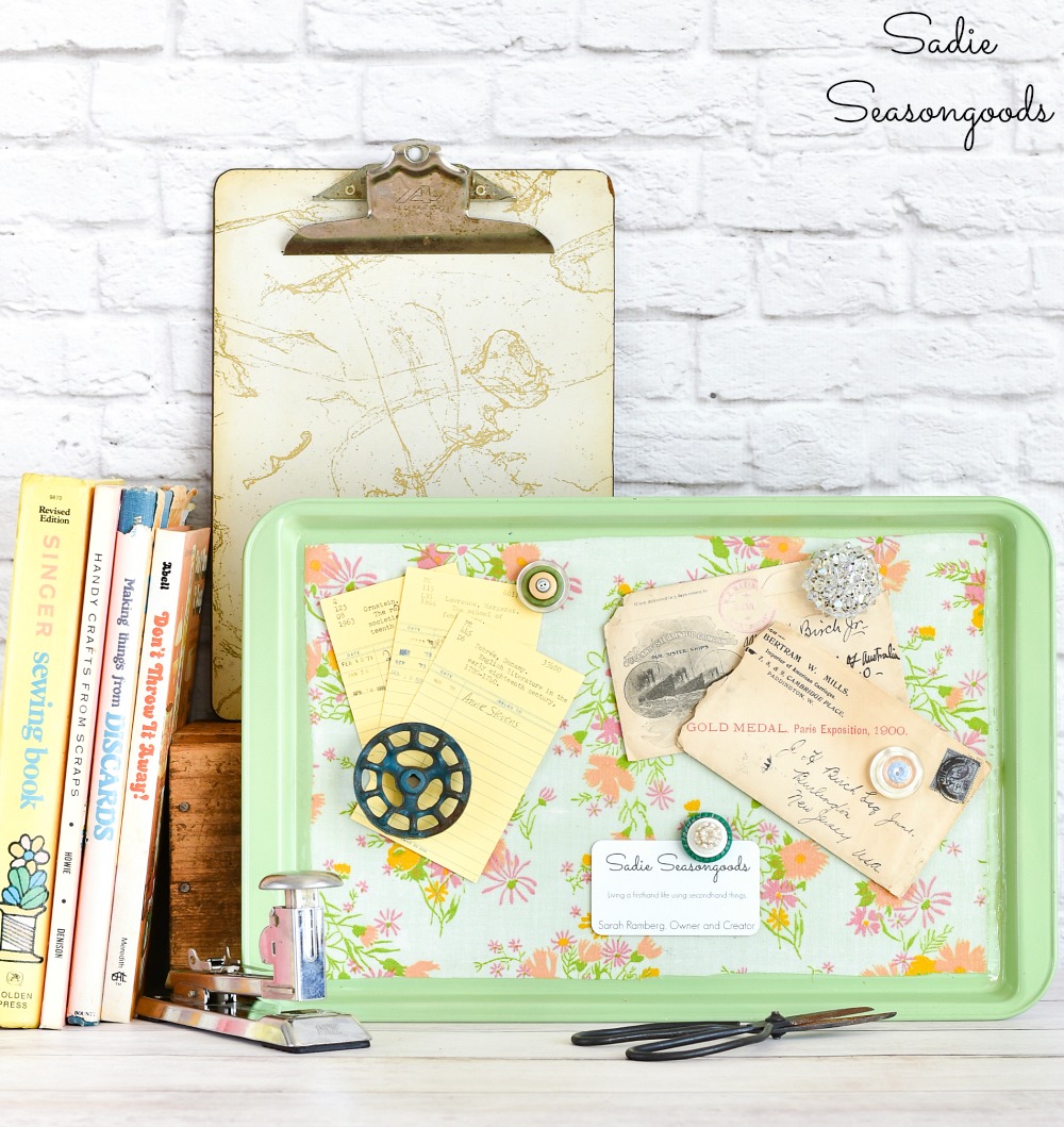 How to decoupage on metal with fabric for a magnet display board