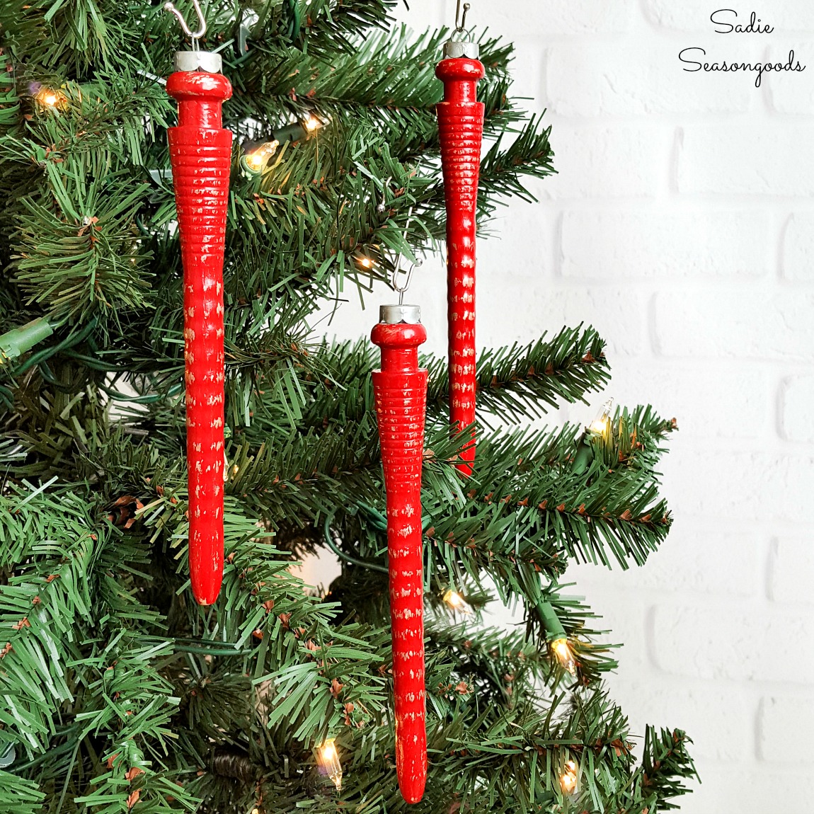 Thread Bobbins from a Fabric Mill as Rustic Christmas Ornaments