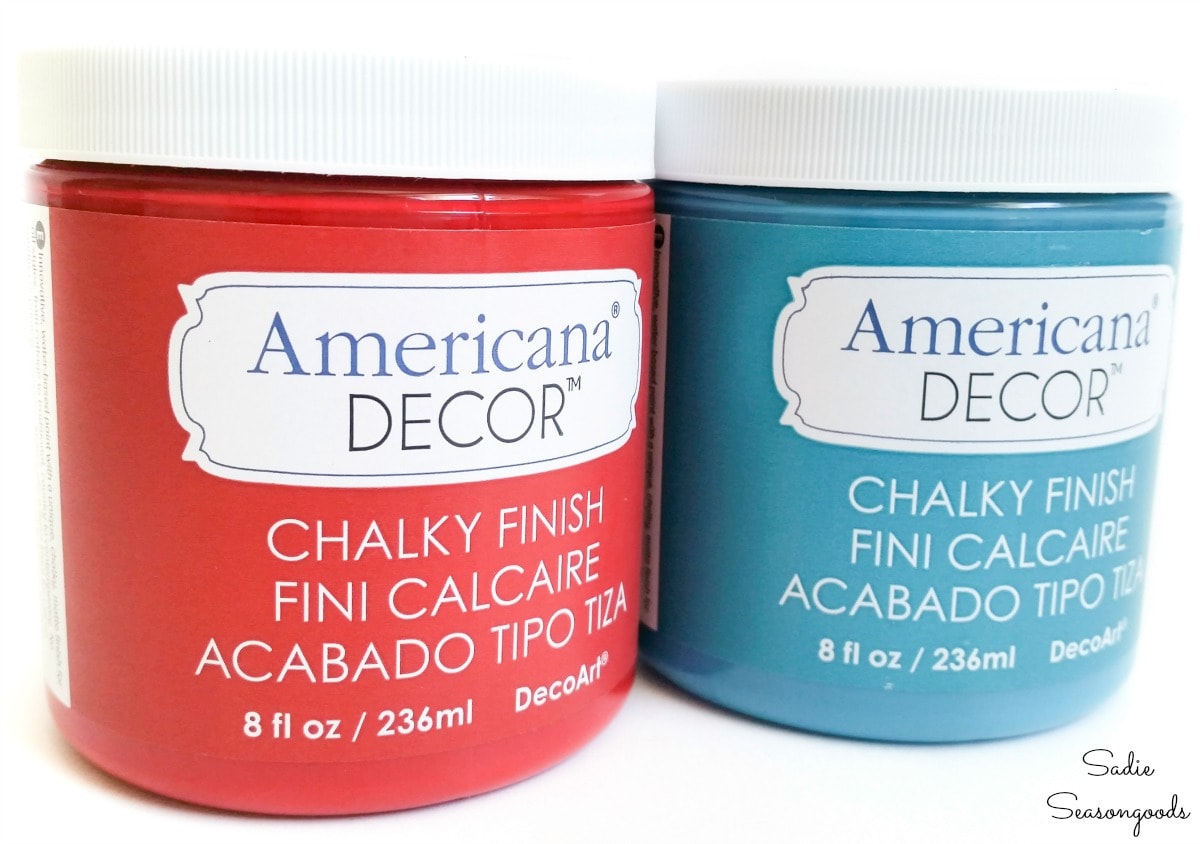 Americana Decor chalky finish paint for upcycled Christmas ornaments