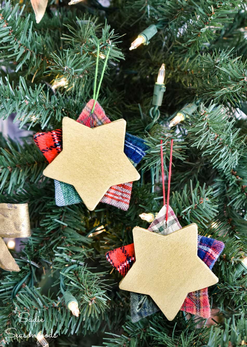 diy christmas ornaments from flannel shirts