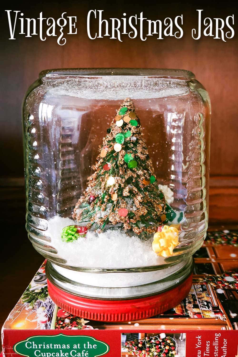 christmas scene in a vintage jar