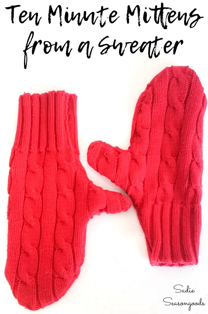 Recycling a sweater to make mittens