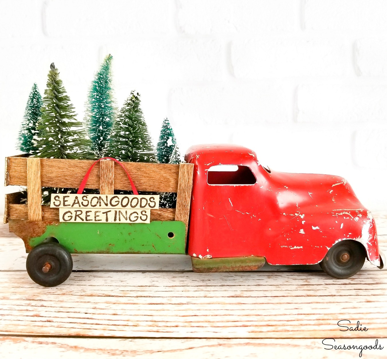 Upcycling a Toy Truck as Christmas Truck Decor