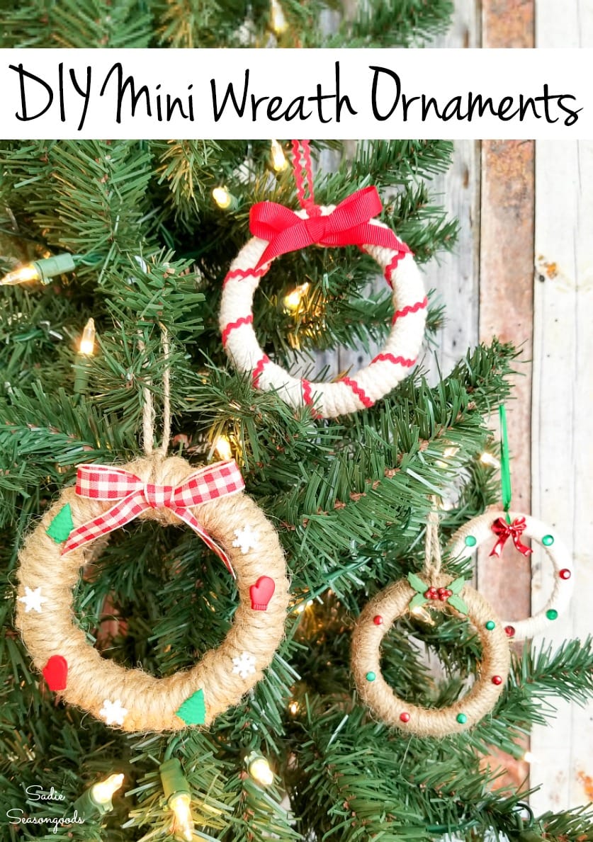 Upcycling the mason jar bands into Christmas wreath ornaments