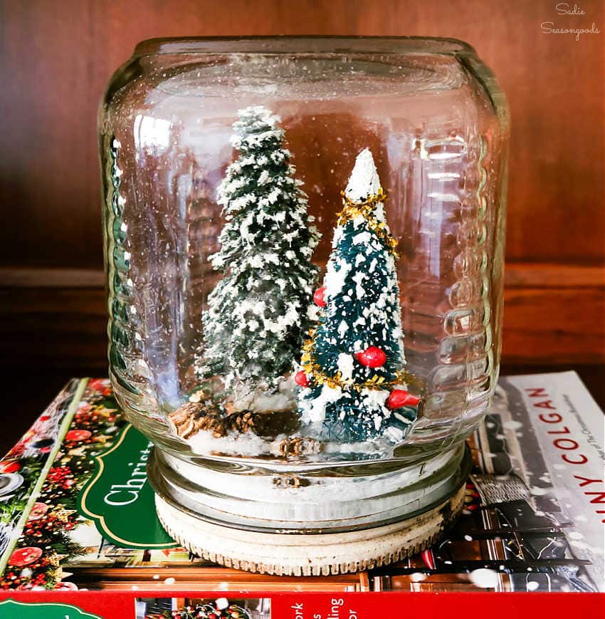 DIY Waterless Snow Globe in a Vintage Glass Jar