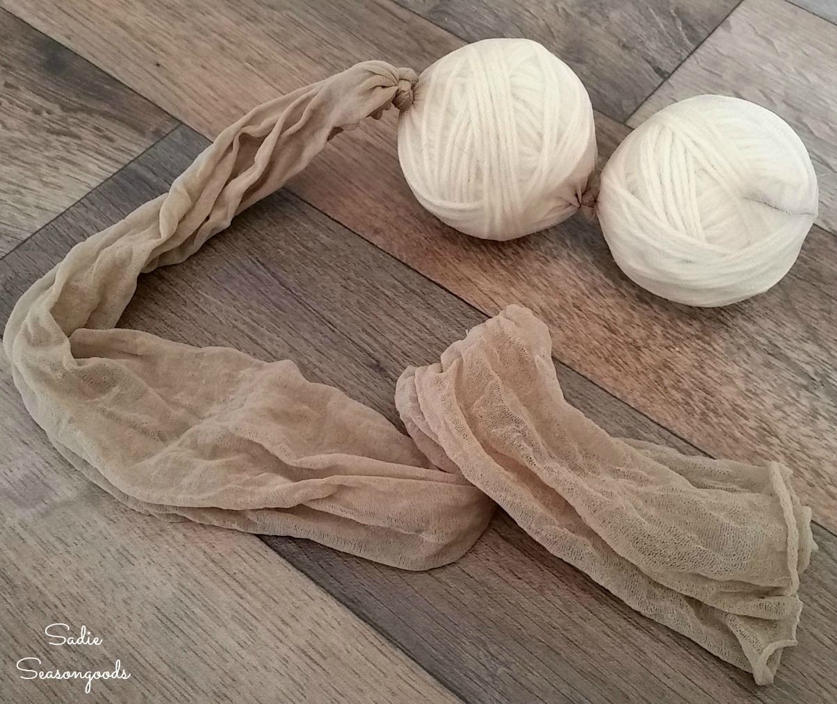 Felting wool dryer balls inside pantyhose or nylons as a fabric softener alternative by Sadie Seasongoods