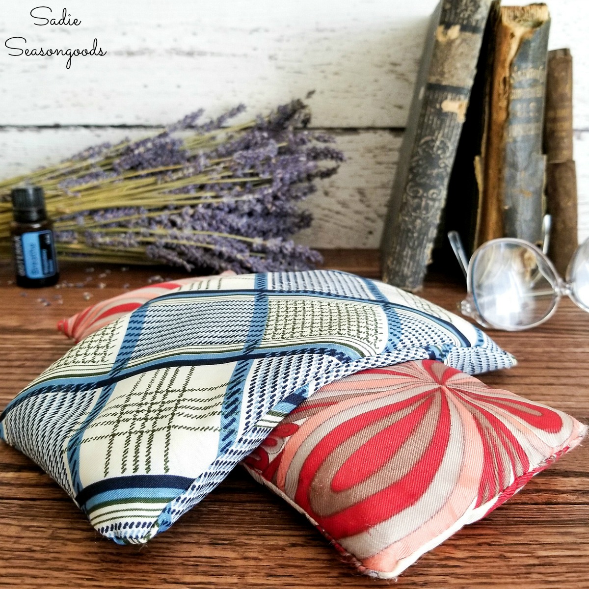 Lavender Eye Pillow from Vintage Fabric and Calming Essential Oils