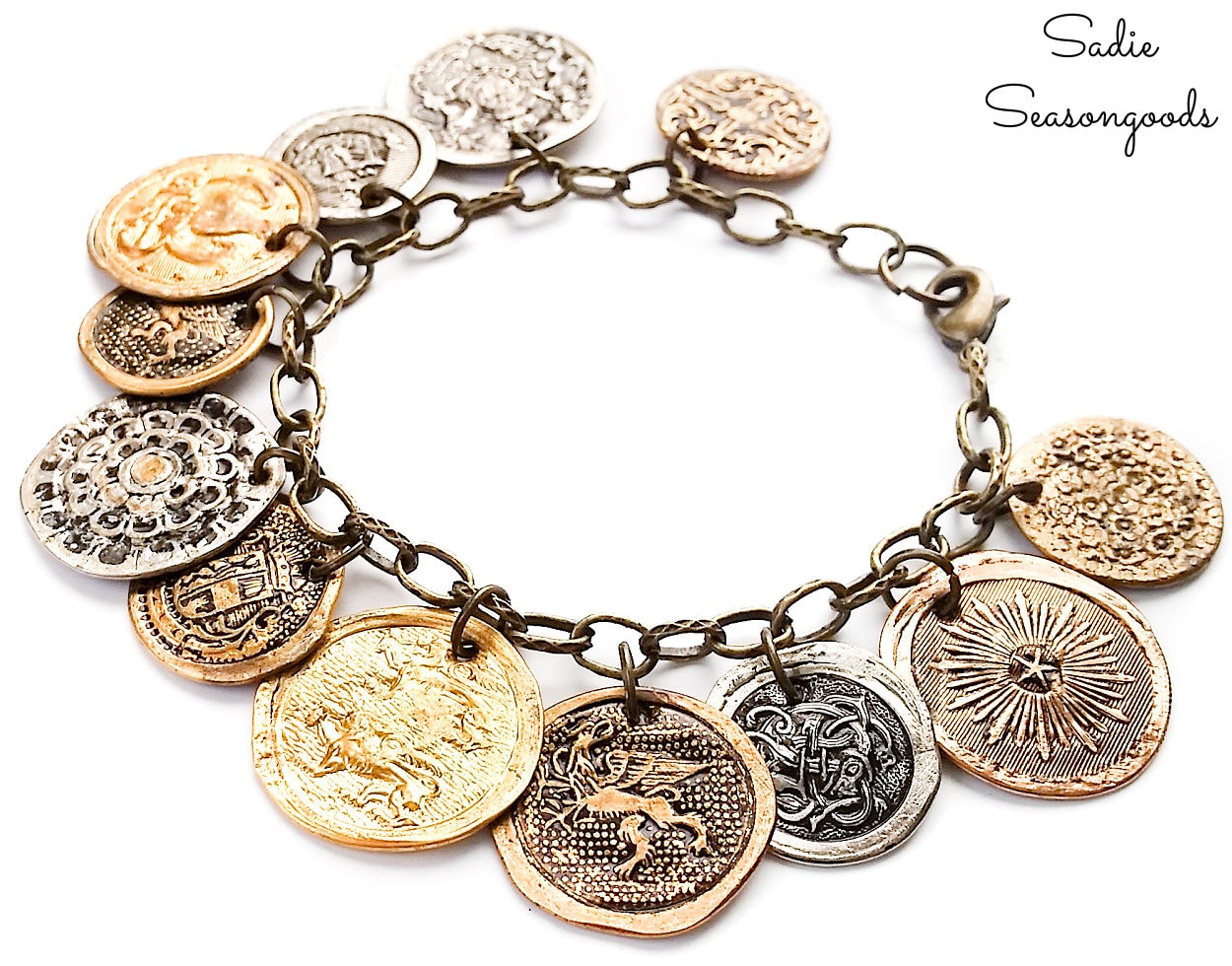 button bracelet that looks like old coins