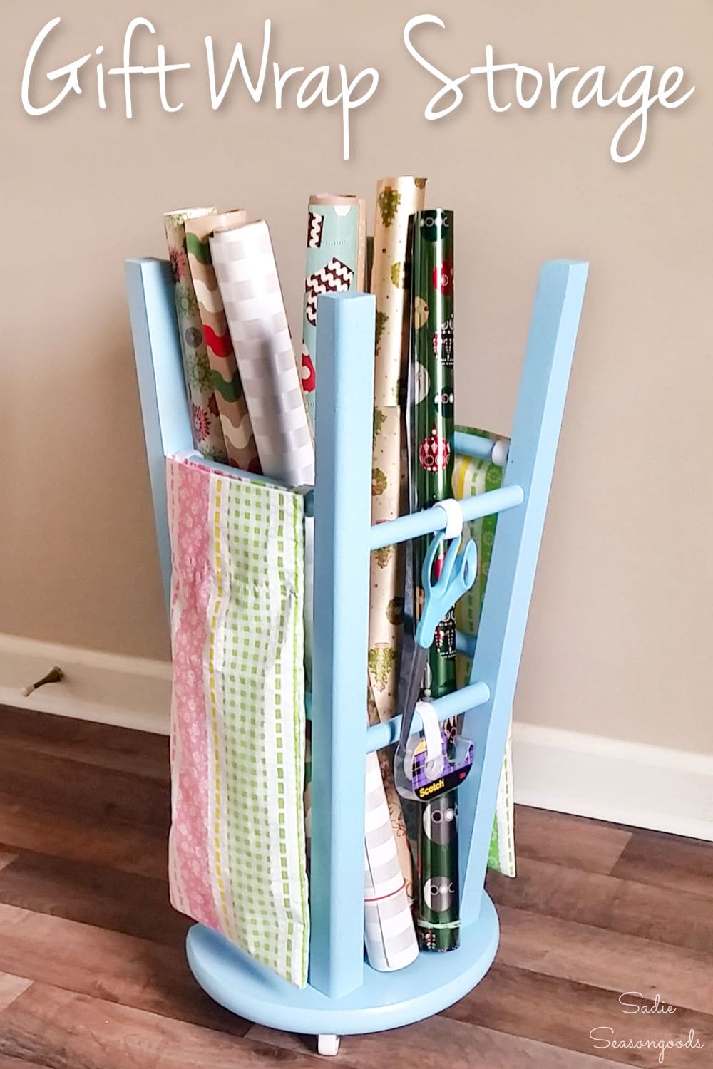 DIY Gift Wrap Storage Cart - Organized-ish  Gift wrap storage, Wrapping  paper storage, Gift wrap organization