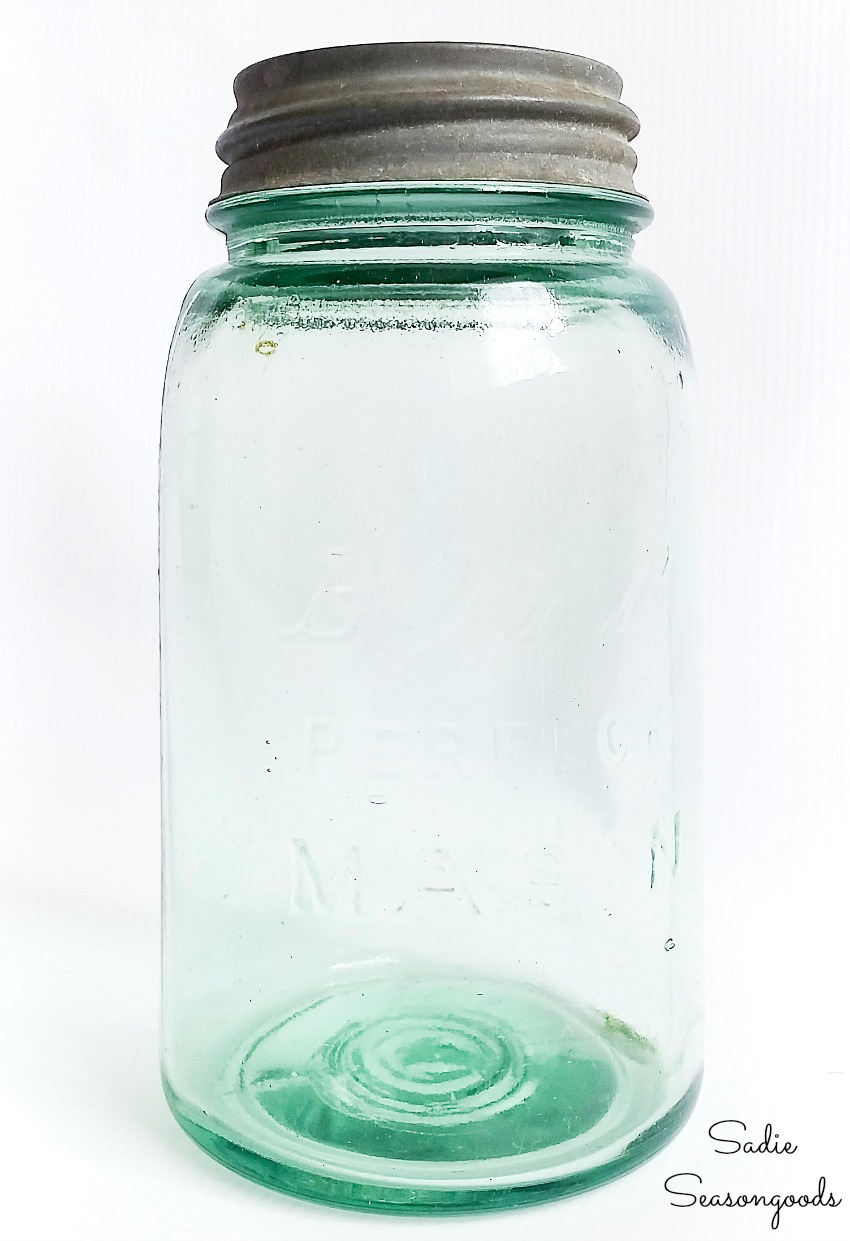 Green jar for upcycling project and Irish decor