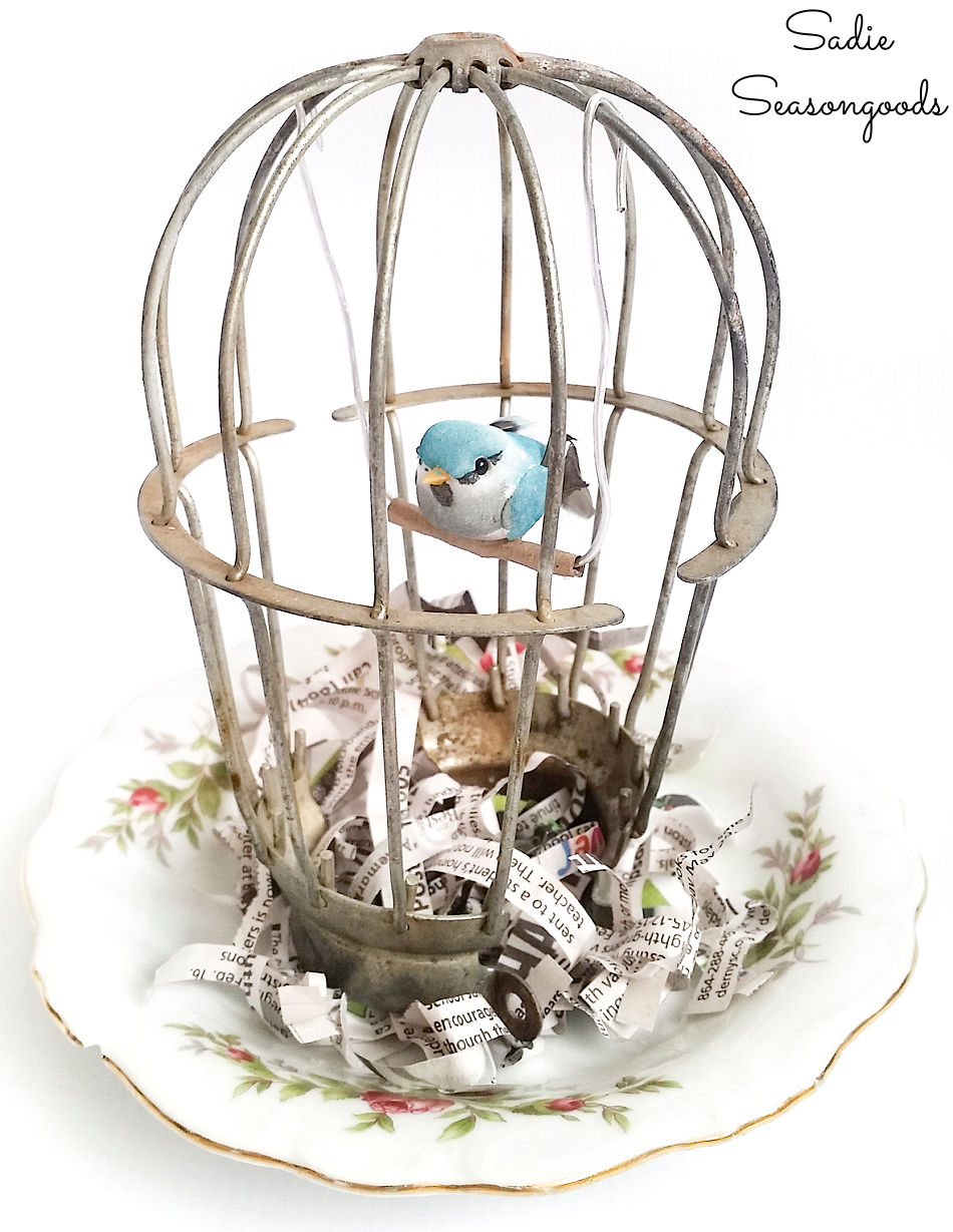 bird cage decor from cage light covers