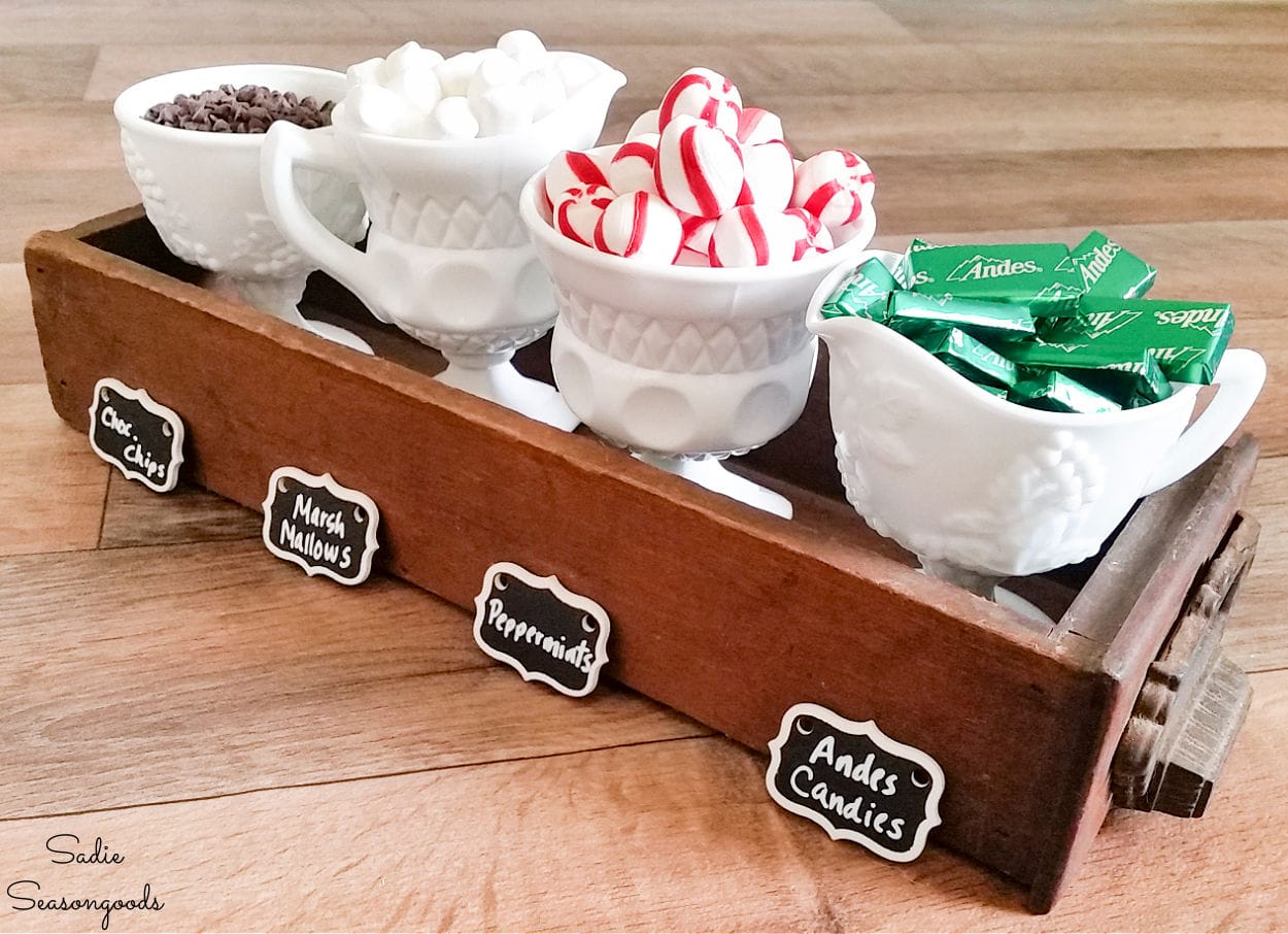 condiment set in a card catalog drawer