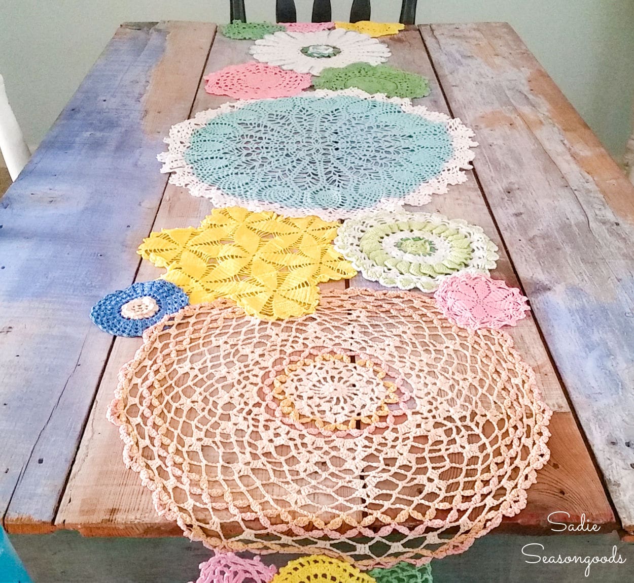 Doily Table Runner for Spring Decor